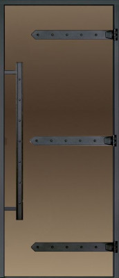 HARVIA Двери стеклянные LEGEND 8/21 черная коробка алюминий, стекло бронза, арт. DA82101L