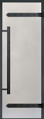 HARVIA Двери стеклянные LEGEND 7/19 черная коробка алюминий, стекло сатин, арт. DA71905L
