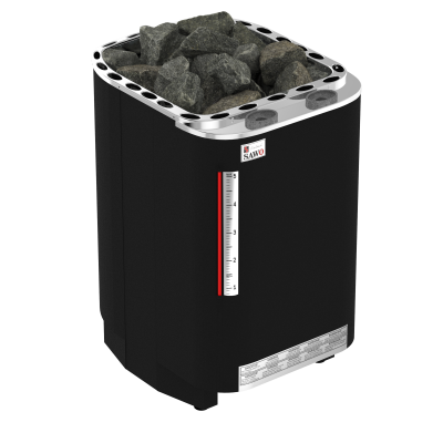 SAWO Электрическая печь Savonia напольная со встр. парогенератором, 9,0 кВт, нерж. сталь, фибропокрытие, черная, выносной пульт (пульт и блок мощности докупаются отдельно)