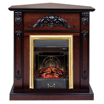 Электрокамин RealFlame Anita Corner AO античный дуб с очагом Majestic Lux Brass