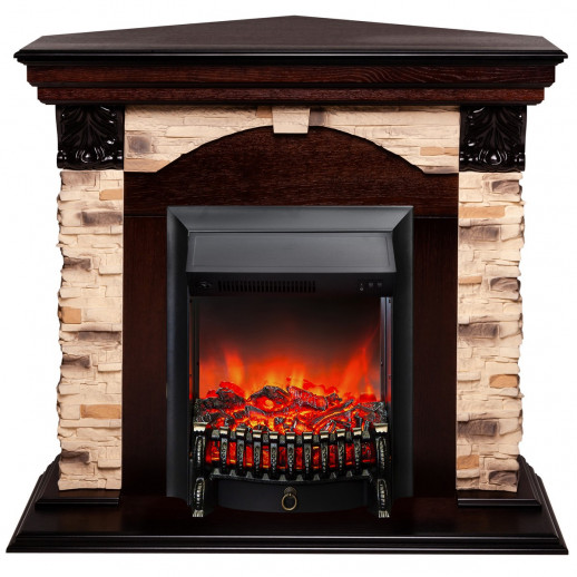 Электрокамин RealFlame Dublin Corner Rock AO античный дуб с очагом Fobos Lux Black