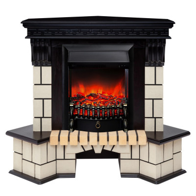 Электрокамин RealFlame Stone Corner STD AO античный дуб с очагом Fobos Lux Black