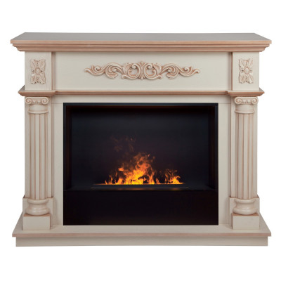 Электрокамин RealFlame Silvia 26 WT белый дуб с бронзовой патиной с очагом 3D Cassette 630 Black Panel
