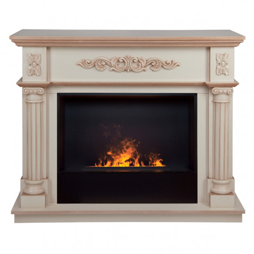 Электрокамин RealFlame Silvia 26 WT белый дуб с бронзовой патиной с очагом 3D Cassette 630 Black Panel