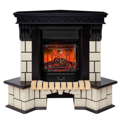 Электрокамин RealFlame Stone Corner STD AO античный дуб с очагом Majestic Lux Black