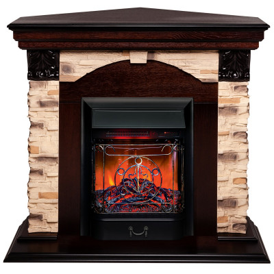 Электрокамин RealFlame Dublin Corner Rock AO античный дуб с очагом Majestic Lux Black RC