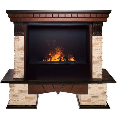 Электрокамин RealFlame Rockland AO античный дуб с очагом 3D Cassette 630 Black Panel