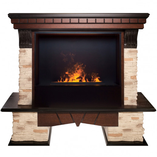 Электрокамин RealFlame Rockland AO античный дуб с очагом 3D Cassette 630 Black Panel