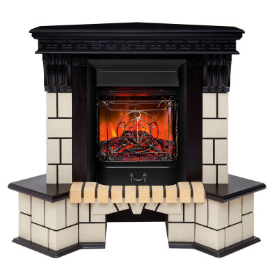 Электрокамин RealFlame Stone Corner STD AO античный дуб с очагом Majestic Lux Black RC