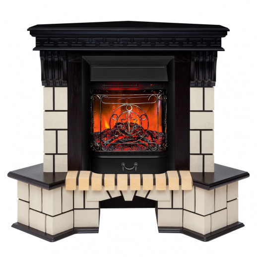 Электрокамин RealFlame Stone Corner STD AO античный дуб с очагом Majestic Lux Black RC
