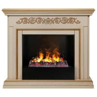 Электрокамин RealFlame Leticia 26 WT белый дуб с золотой патиной с очагом 3D Cassette 630