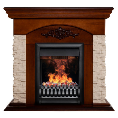 Электрокамин RealFlame Neapolis NT орех с очагом 3D Oregan