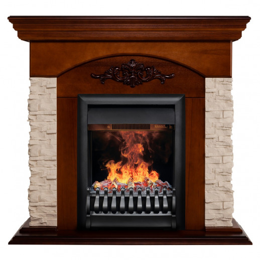 Электрокамин RealFlame Neapolis NT орех с очагом 3D Oregan