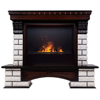 Электрокамин RealFlame Country Rock 26 AO античный дуб с очагом 3D Cassette 630 Black Panel