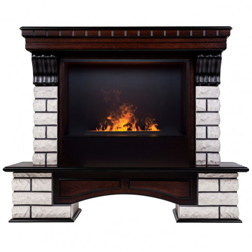 Электрокамин RealFlame Country Rock 26 AO античный дуб с очагом 3D Cassette 630 Black Panel