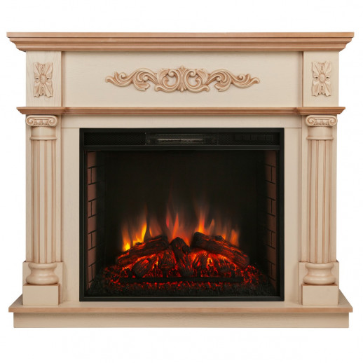 Электрокамин RealFlame Silvia 26 WT белый дуб с бронзовой патиной с очагом Epsilon 26 S IR