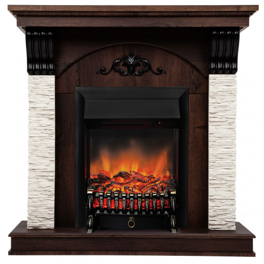 Электрокамин RealFlame Corfino NT орех с очагом Fobos Lux Black RC