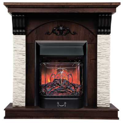 Электрокамин RealFlame Corfino NT орех с очагом Majestic Lux Black