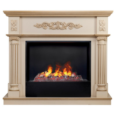 Электрокамин RealFlame Silvia 26 WT белый дуб с золотой патиной с очагом 3D Cassette 630