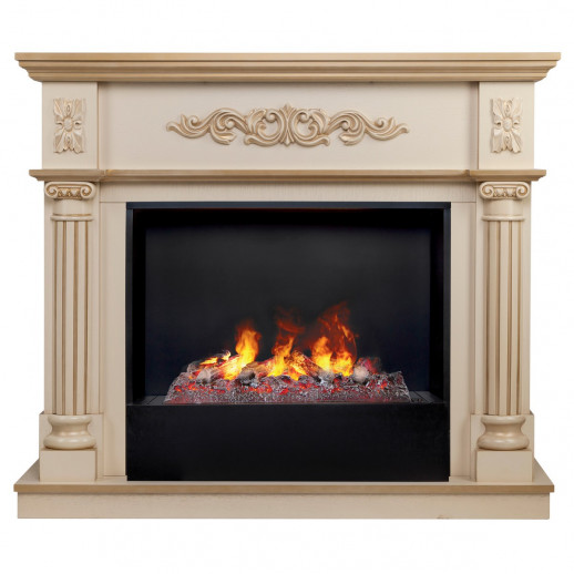 Электрокамин RealFlame Silvia 26 WT белый дуб с золотой патиной с очагом 3D Cassette 630