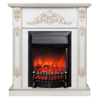 Электрокамин RealFlame Anita WT дуб белый с золотой патиной с очагом Fobos Lux Black
