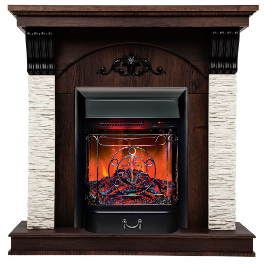 Электрокамин RealFlame Corfino NT орех с очагом Majestic Lux Black RC