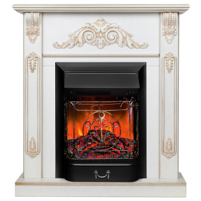 Электрокамин RealFlame Anita WT дуб белый с золотой патиной с очагом Majestic Lux Black