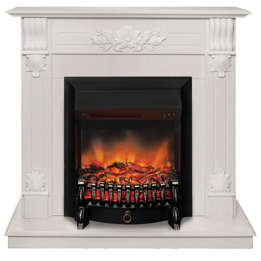 Электрокамин RealFlame Ottawa WT белое золото с очагом Fobos Lux Black