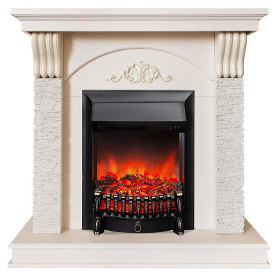 Электрокамин RealFlame Corfino WT айвори с очагом Fobos Lux Black