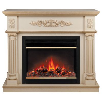 Электрокамин RealFlame Silvia 26 WT белый дуб с золотой патиной с очагом Moonblaze