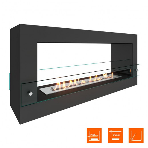 Биокамин SteelHeat FRAME ONE 1000 черный (Стекло + Стемалит)