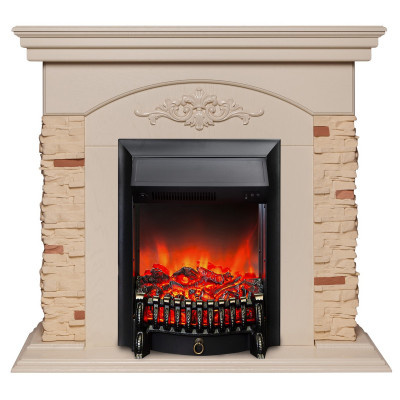 Электрокамин RealFlame Neapolis WT айвори с очагом Fobos Lux Black
