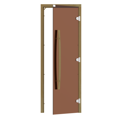 SAWO Дверь 7/19, бронза, правая, без порога, кедр, изогнутая ручка, 741-3SGD-R-1