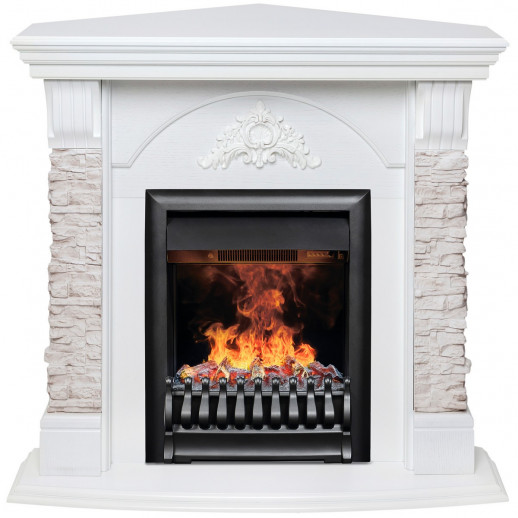 Электрокамин RealFlame Athena Corner GR белый с очагом 3D Oregan
