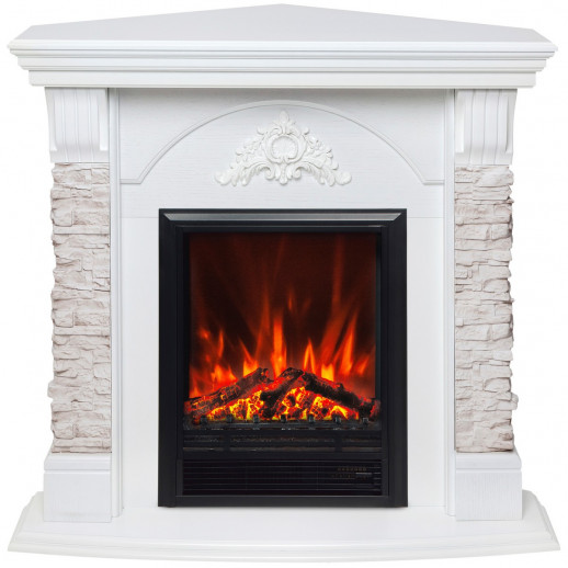 Электрокамин RealFlame Athena Corner GR белый с очагом Eugene