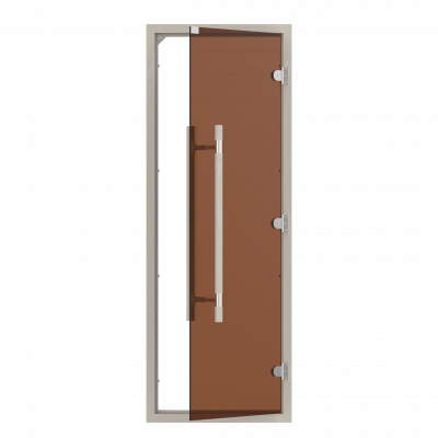 SAWO Дверь 7/19, бронза с порогом, осина, прямая ручка с металлической вставкой, 741-4SGA-3