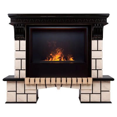 Электрокамин RealFlame Stone 26 AO античный дуб с очагом 3D Cassette 630 Black Panel