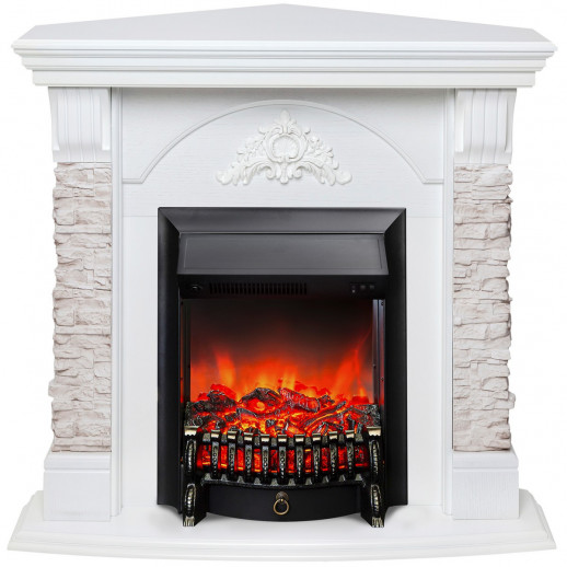 Электрокамин RealFlame Athena Corner GR белый с очагом Fobos Lux Black