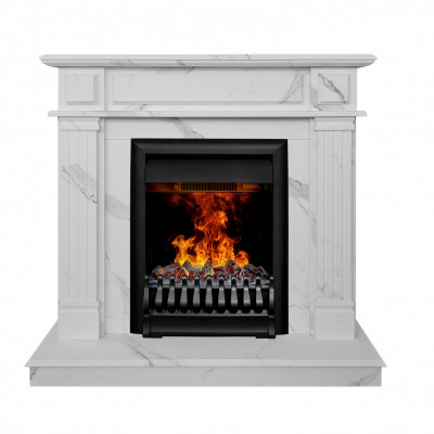 Электрокамин RealFlame Rodos WT цвет мрамор белый с очагом Oregan 3D