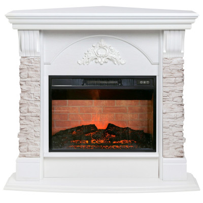 Электрокамин RealFlame Athena Corner GR белый с очагом Irvine 24