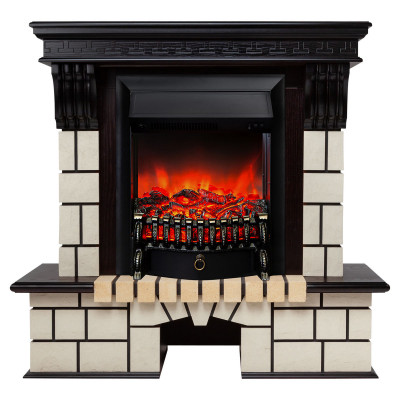 Электрокамин RealFlame Stone STD AO античный дуб с очагом Fobos Lux Black