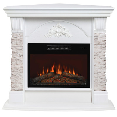 Электрокамин RealFlame Athena Corner GR белый с очагом Kendal 24