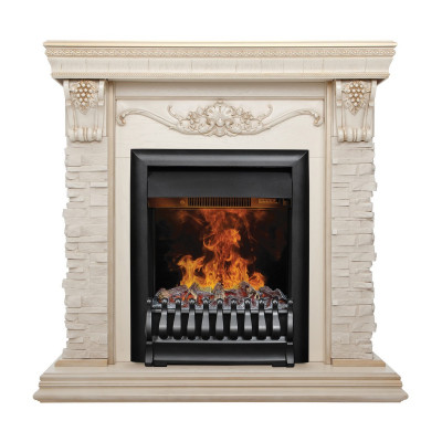 Электрокамин RealFlame Patricia WT белый дуб с золотой патиной c очагом 3D Oregan