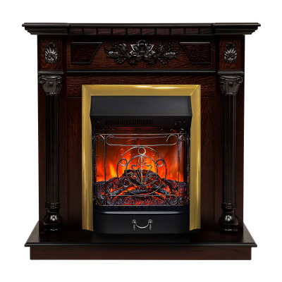 Электрокамин RealFlame Dacota AO античный дуб с очагом Majestic Lux Brass