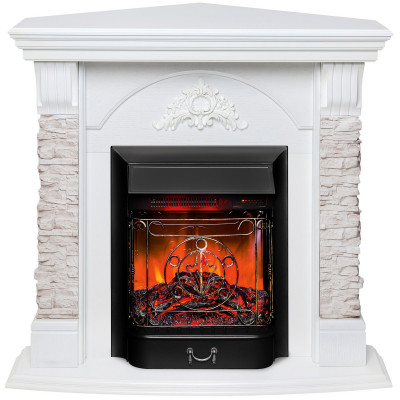 Электрокамин RealFlame Athena Corner GR белый с очагом Majestic Lux Black RC