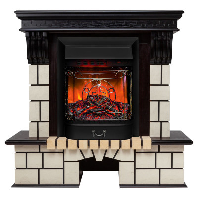 Электрокамин RealFlame Stone STD AO античный дуб с очагом Majestic Lux Black RC