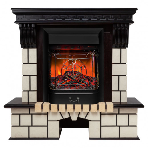 Электрокамин RealFlame Stone STD AO античный дуб с очагом Majestic Lux Black RC