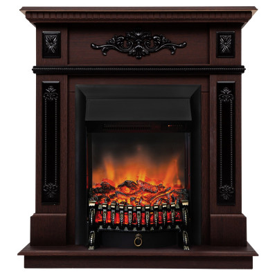Электрокамин RealFlame Lilian DN орех с очагом Fobos Lux Black RC