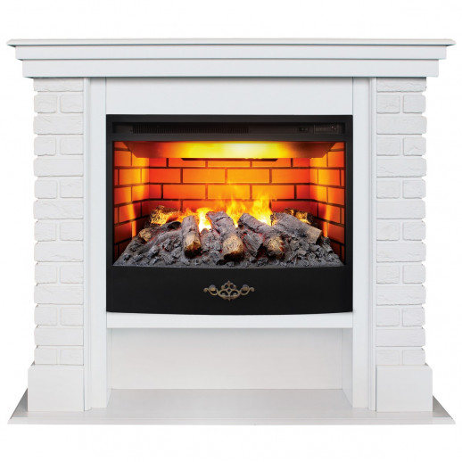 Электрокамин RealFlame Brixton 25,5 WT белый с очагом 3D Firestar 25,5