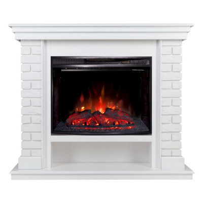 Электрокамин RealFlame Brixton 25,5 WT белый с очагом Evrika 25,5 LED